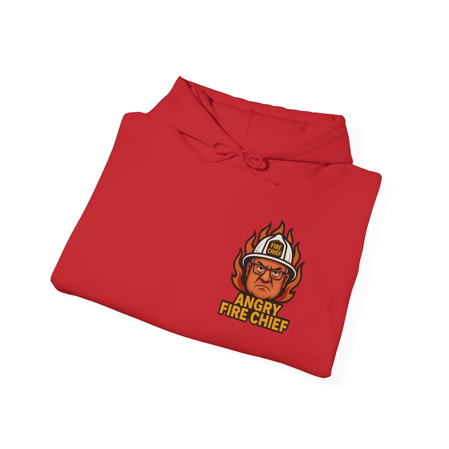 Angry Fire Chief Unisex Hooded Sweatshirt - Bold Graphic Design for Firefighter Enthusiasts