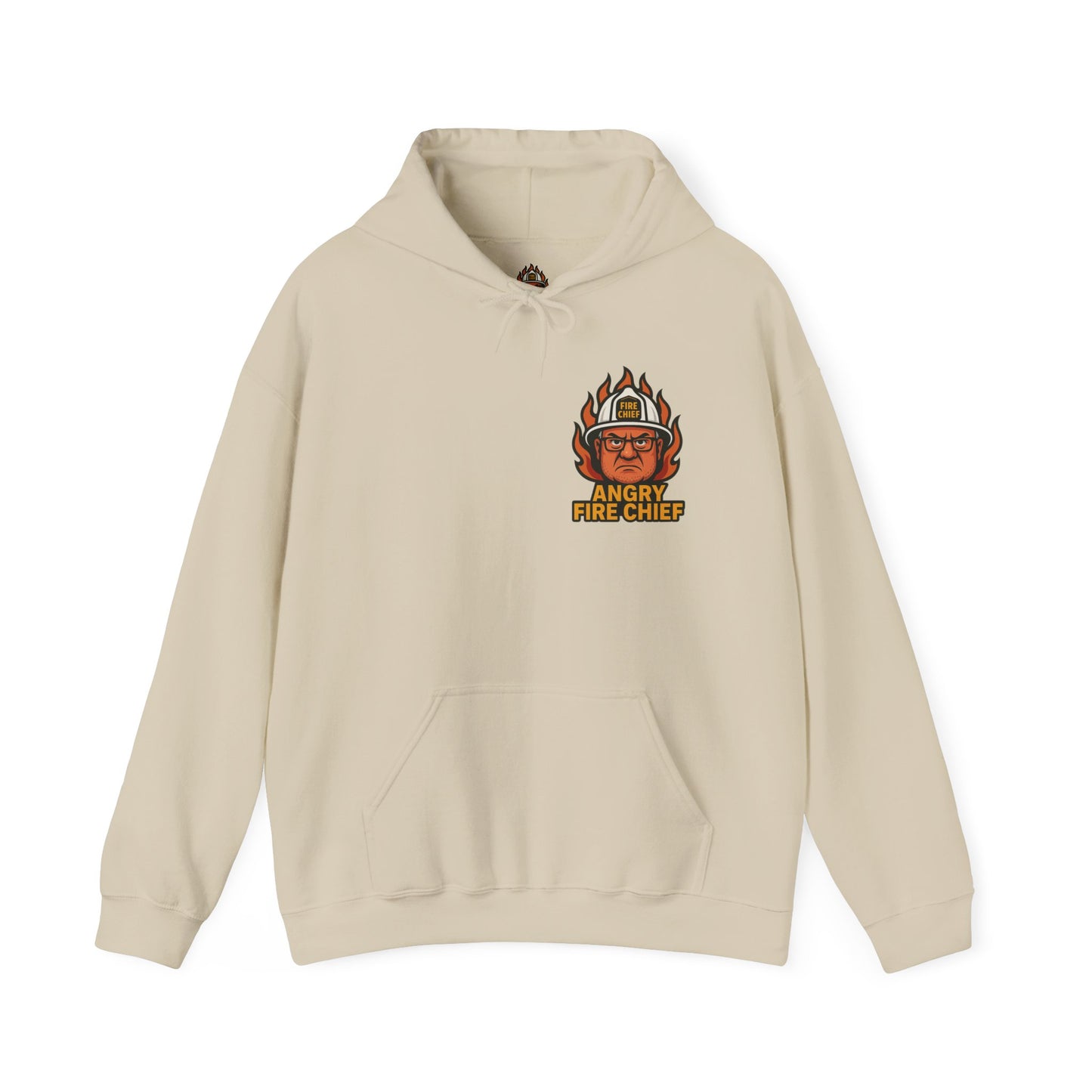 Angry Fire Chief Unisex Hooded Sweatshirt - Bold Graphic Design for Firefighter Enthusiasts