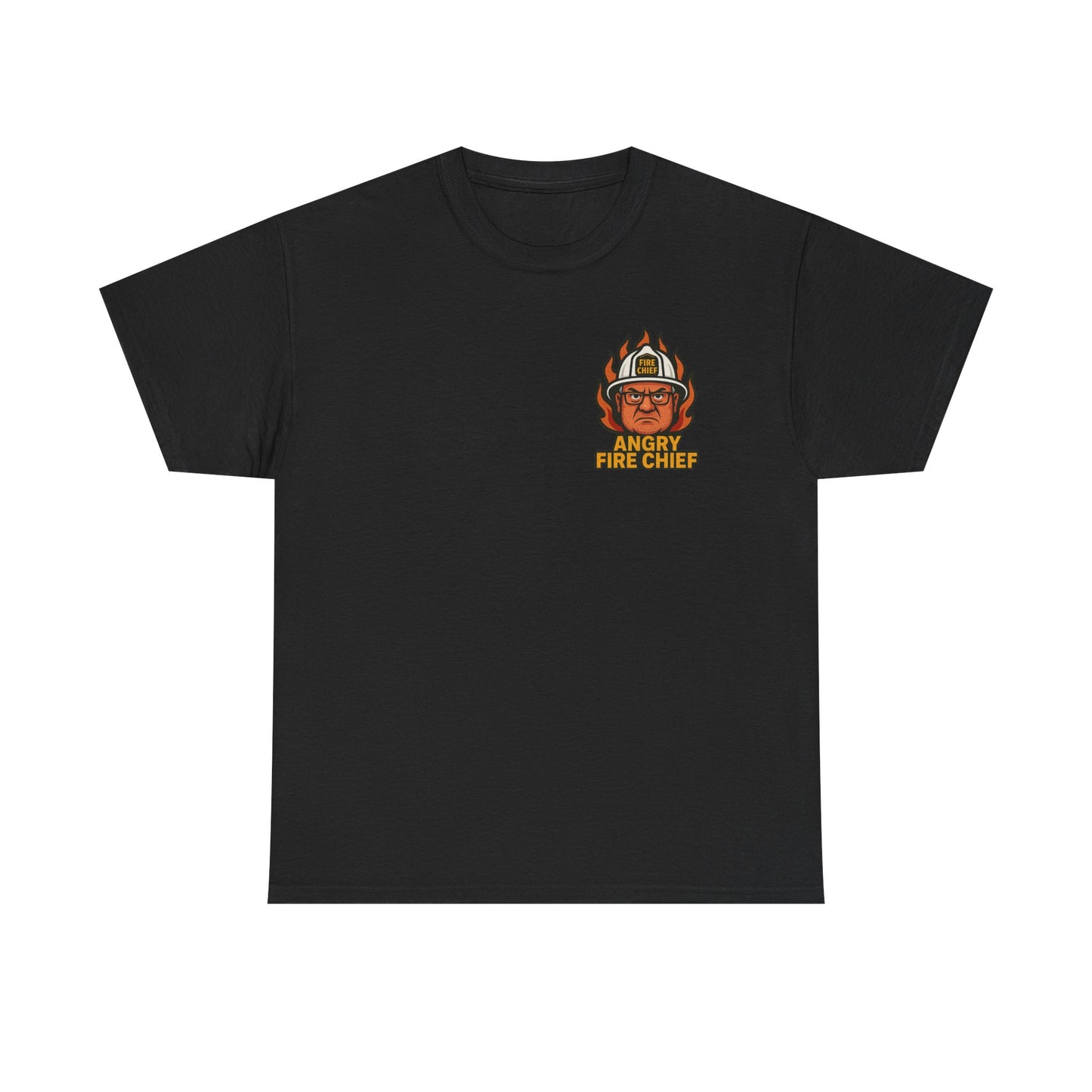 Angry Fire Chief Tee – Unisex Heavy Cotton Shirt, Casual Wear, Gift for Firefighters, Motivational Tee, Everyday Apparel