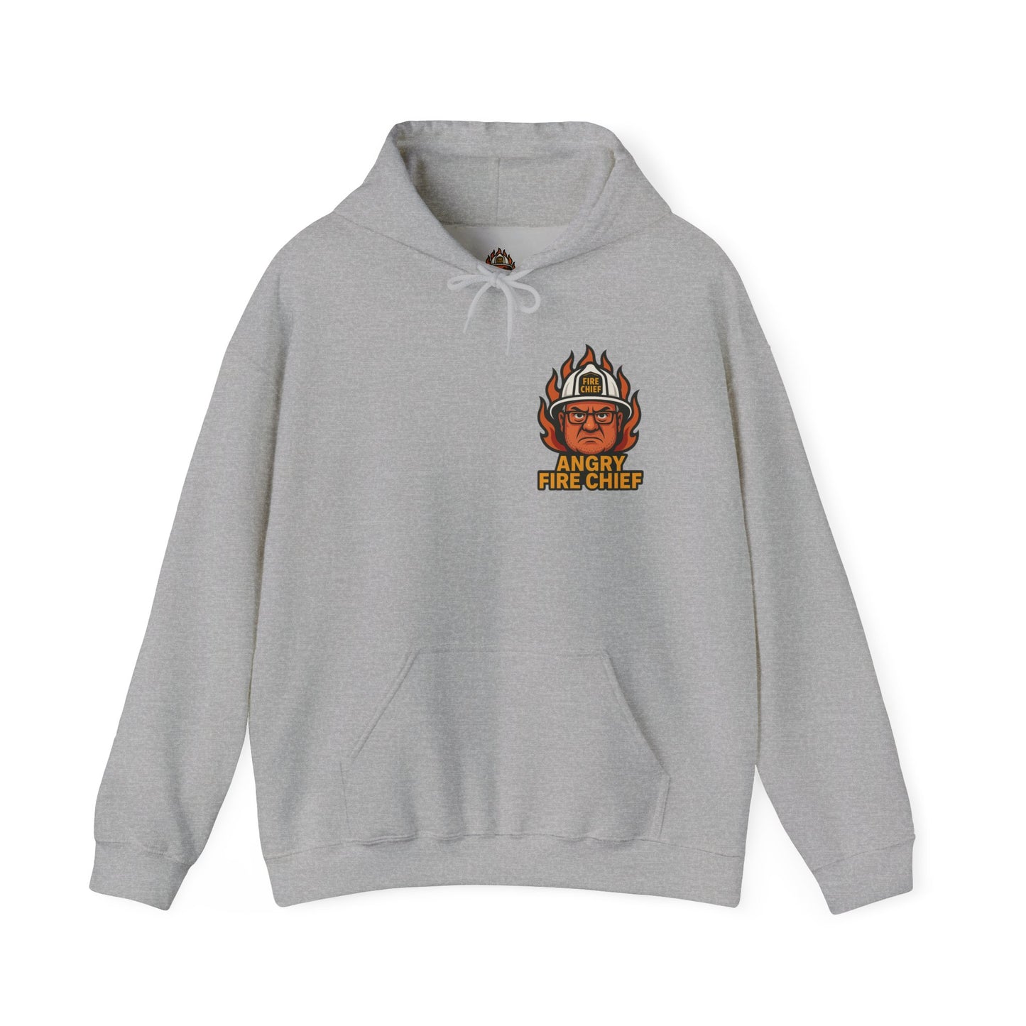 Angry Fire Chief Unisex Hooded Sweatshirt - Bold Graphic Design for Firefighter Enthusiasts