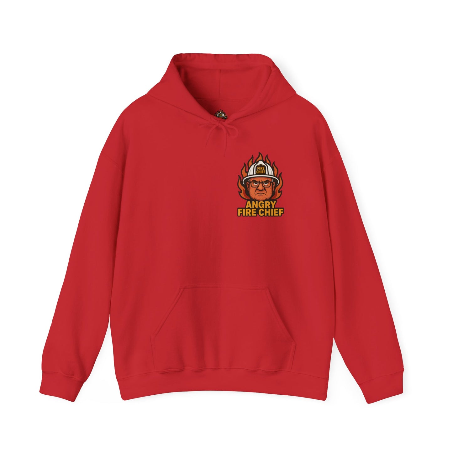Angry Fire Chief Unisex Hooded Sweatshirt - Bold Graphic Design for Firefighter Enthusiasts