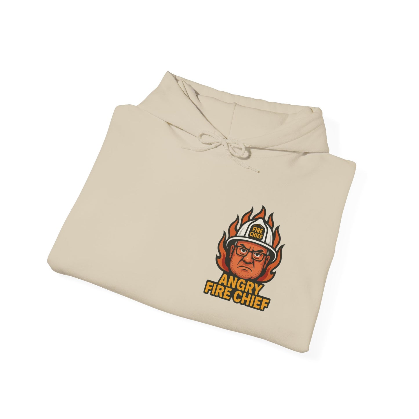 Angry Fire Chief Unisex Hooded Sweatshirt - Bold Graphic Design for Firefighter Enthusiasts