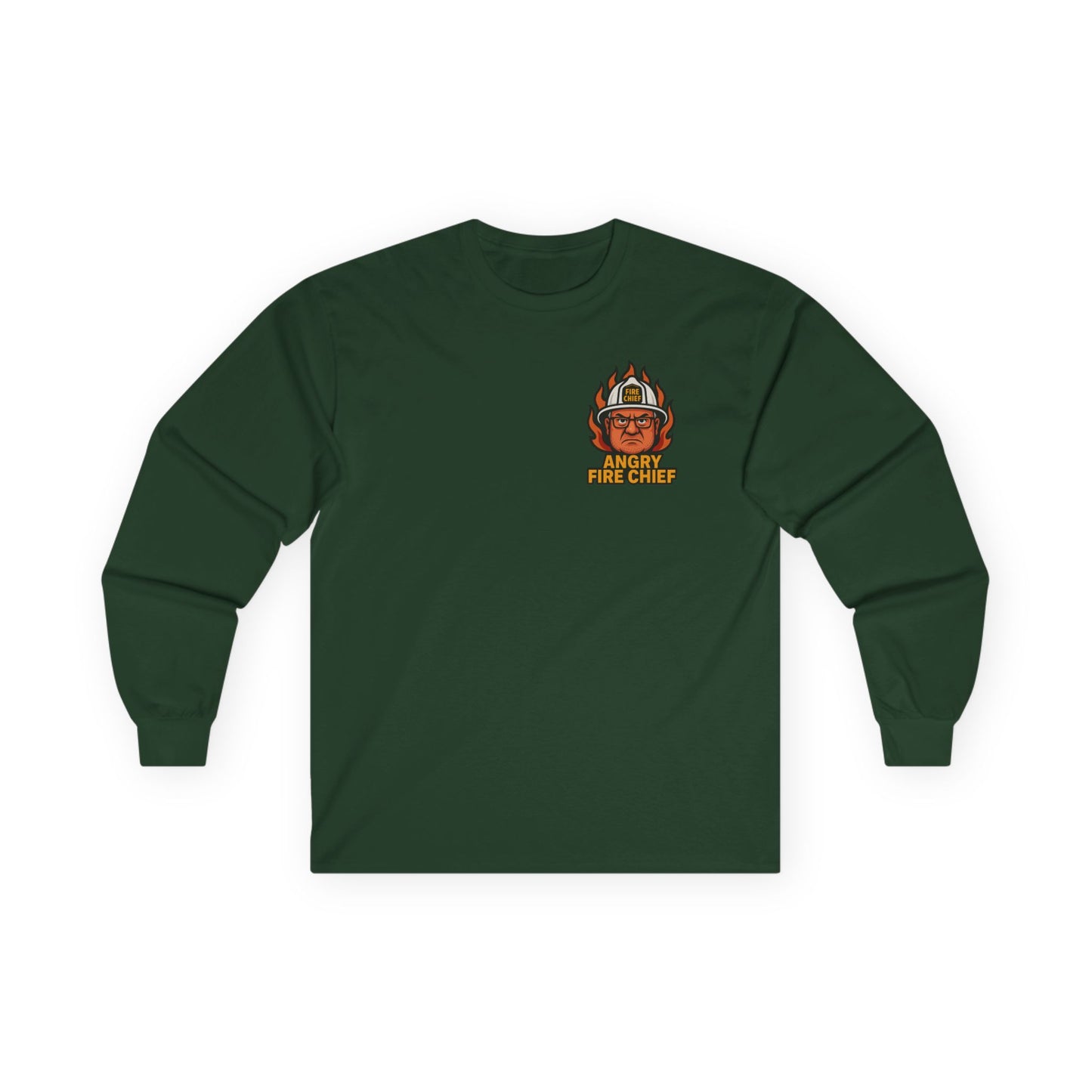 Angry Fire Chief Long Sleeve Tee - Motivational Graphic Shirt