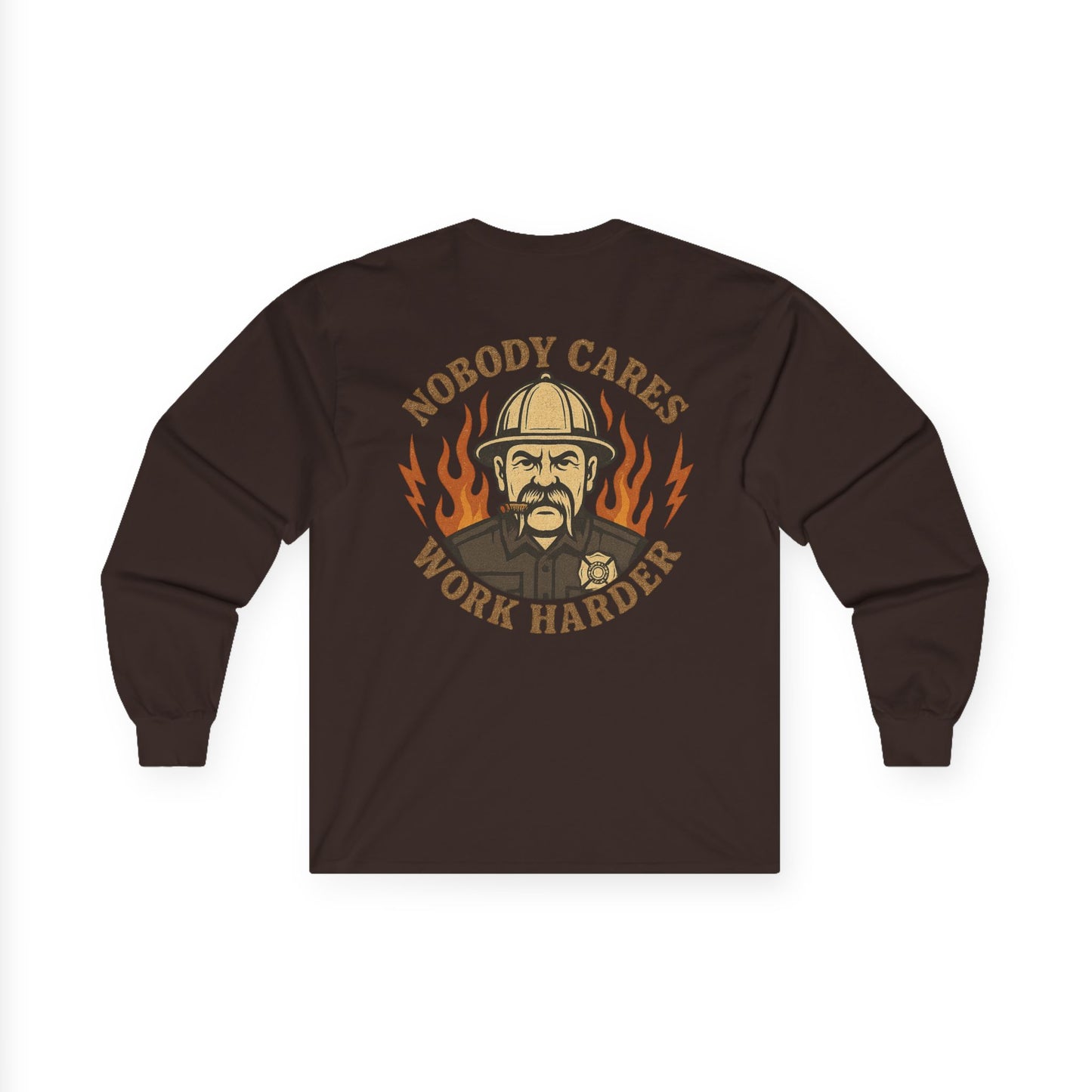 Angry Fire Chief Long Sleeve Tee - Motivational Graphic Shirt