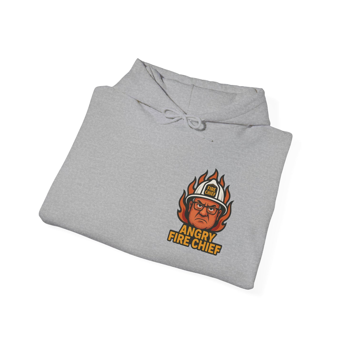 Angry Fire Chief Unisex Hooded Sweatshirt - Bold Graphic Design for Firefighter Enthusiasts