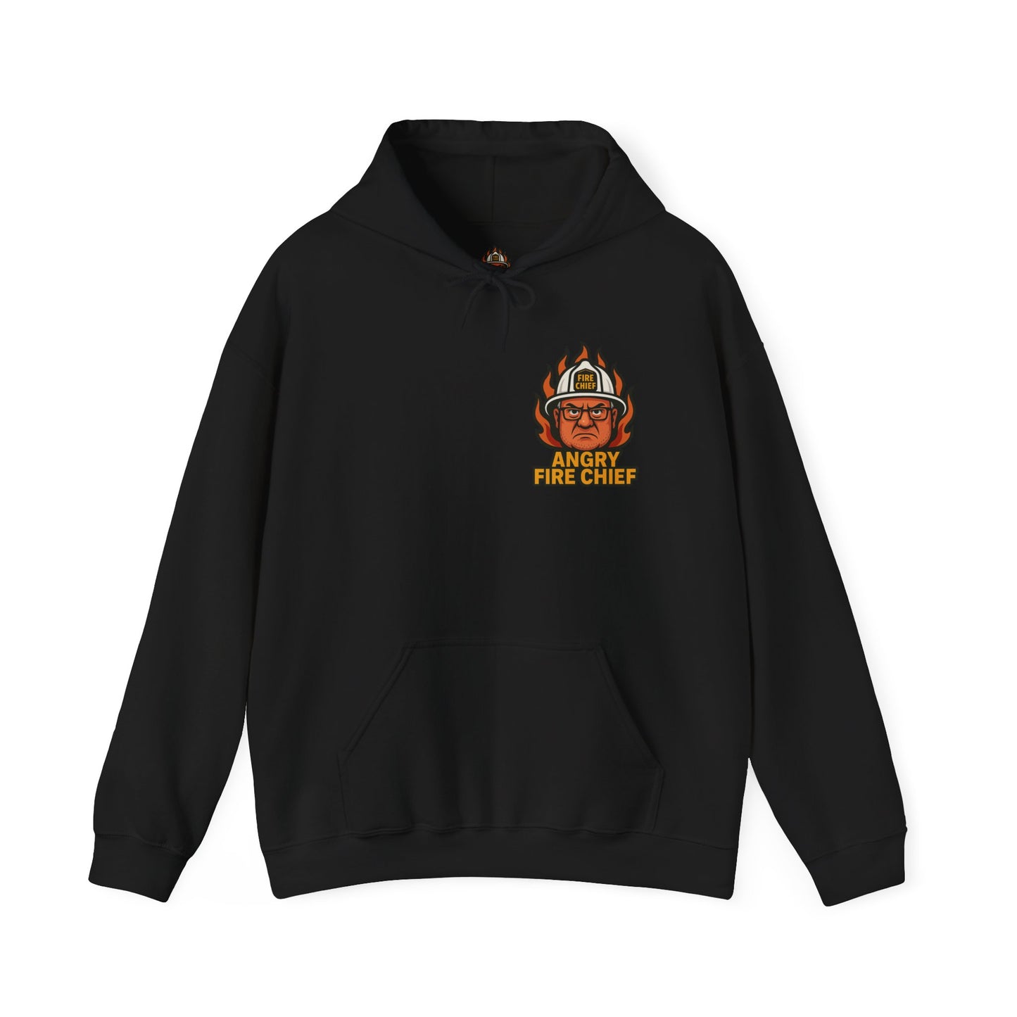 Angry Fire Chief Unisex Hooded Sweatshirt - Bold Graphic Design for Firefighter Enthusiasts