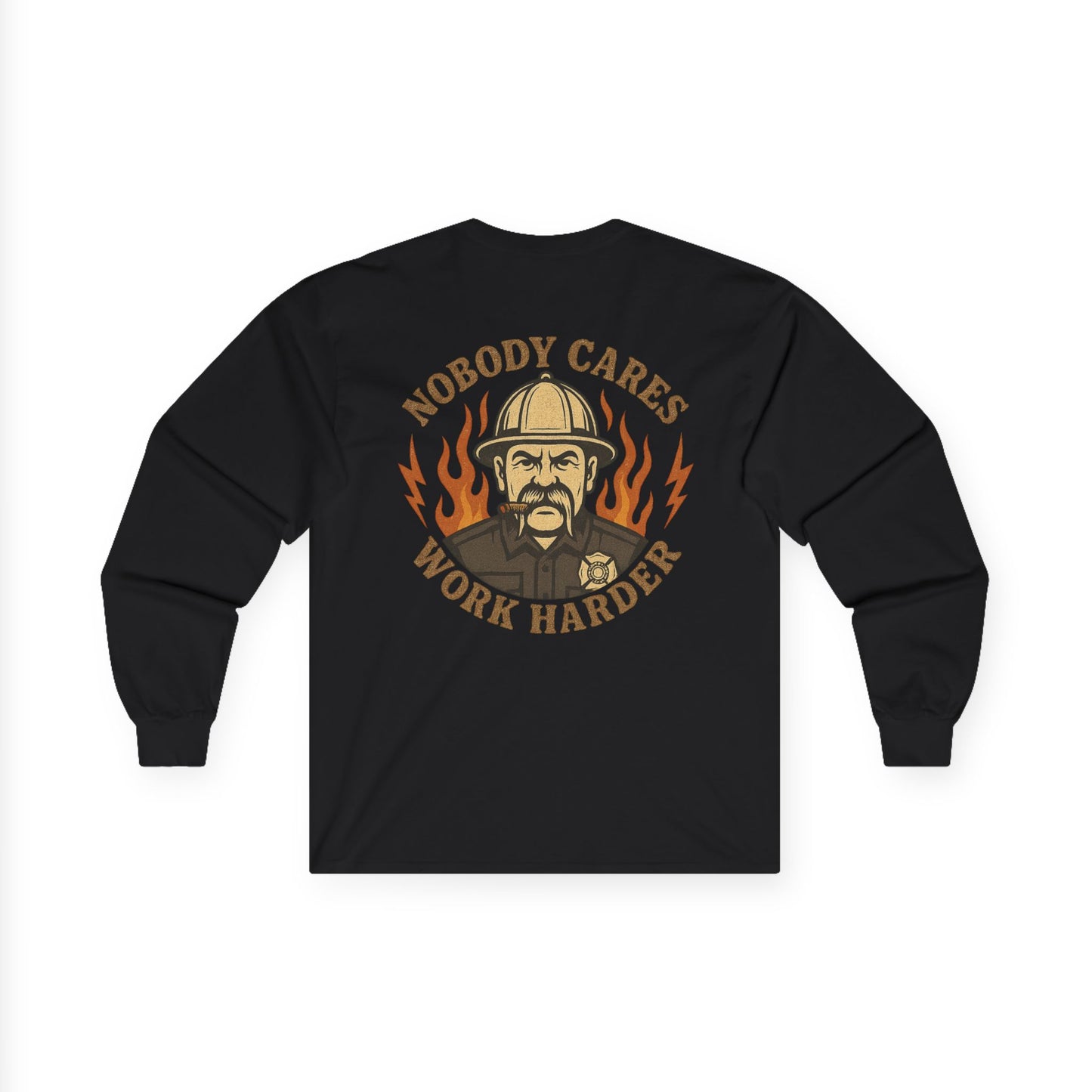 Angry Fire Chief Long Sleeve Tee - Motivational Graphic Shirt
