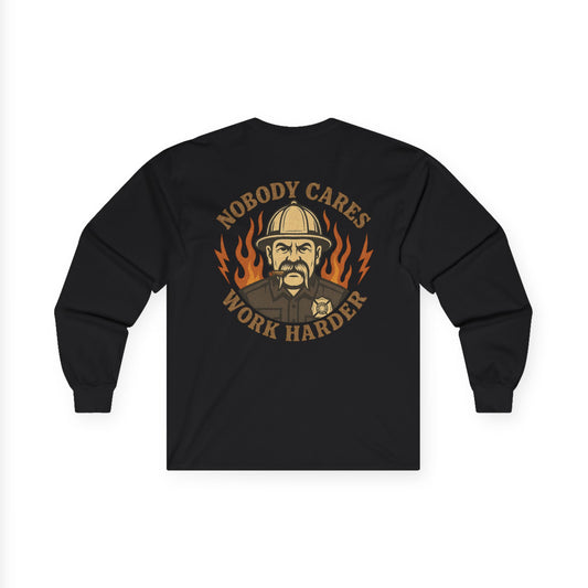 Angry Fire Chief Long Sleeve Tee - Motivational Graphic Shirt