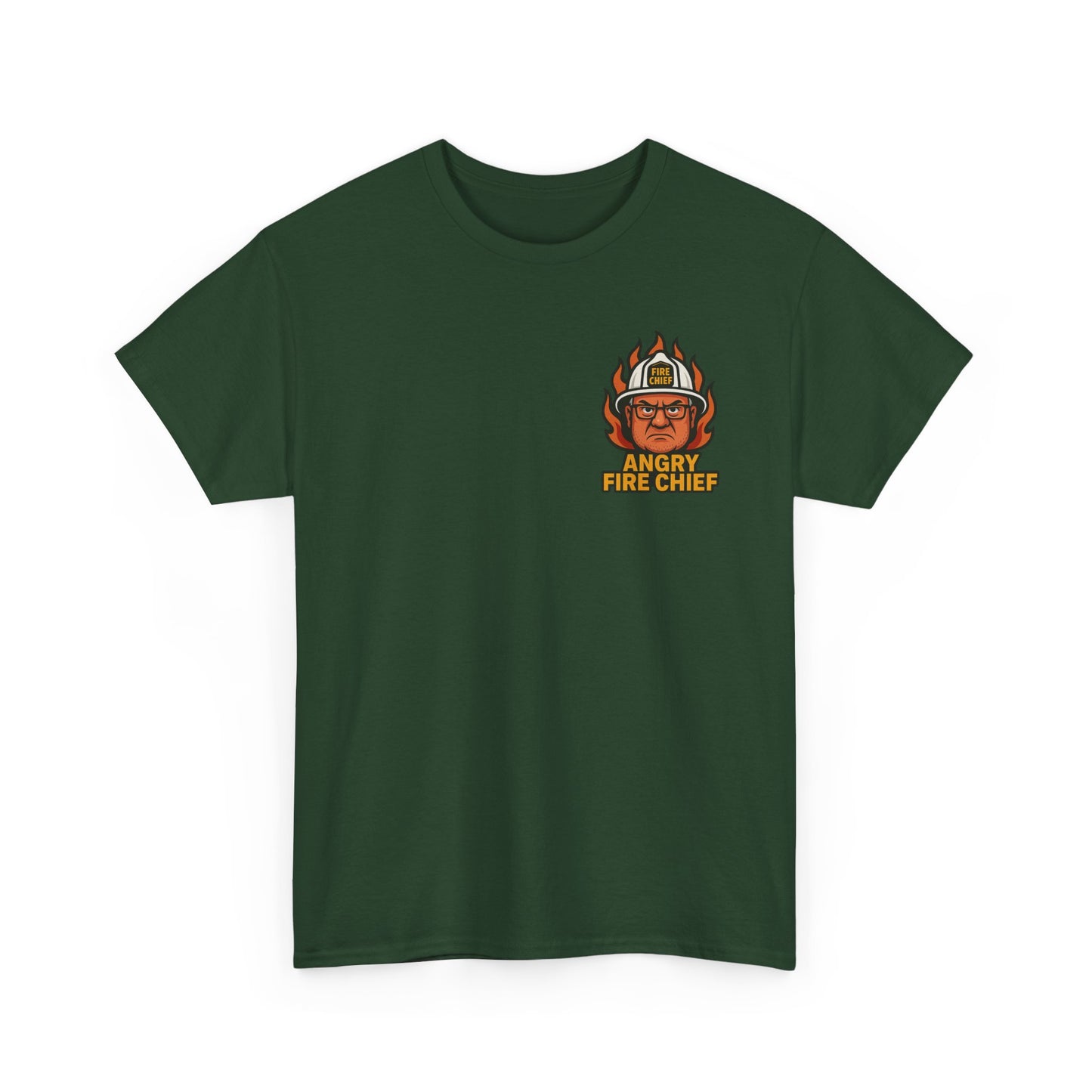 Angry Fire Chief Tee – Unisex Heavy Cotton Shirt, Casual Wear, Gift for Firefighters, Motivational Tee, Everyday Apparel