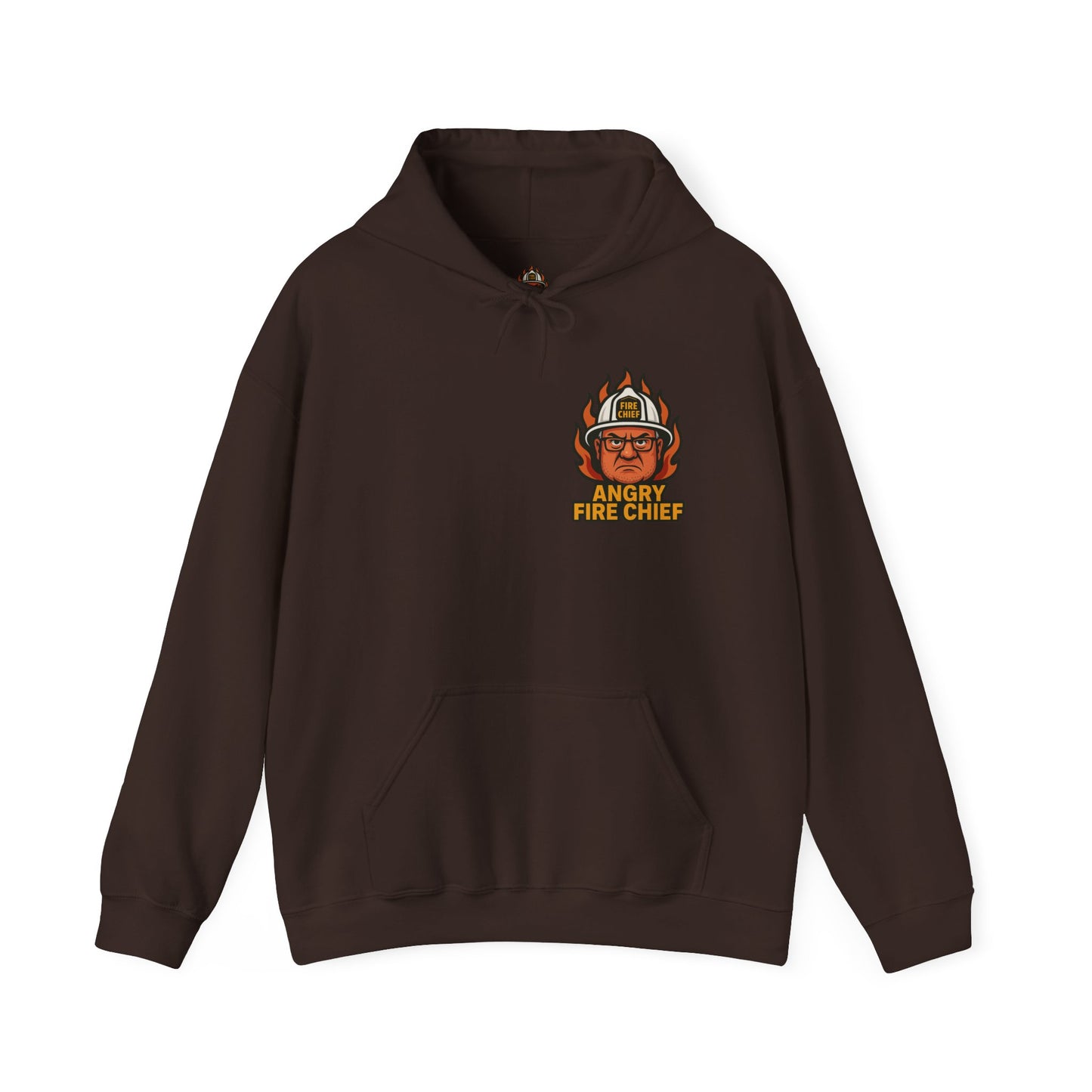 Angry Fire Chief Unisex Hooded Sweatshirt - Bold Graphic Design for Firefighter Enthusiasts