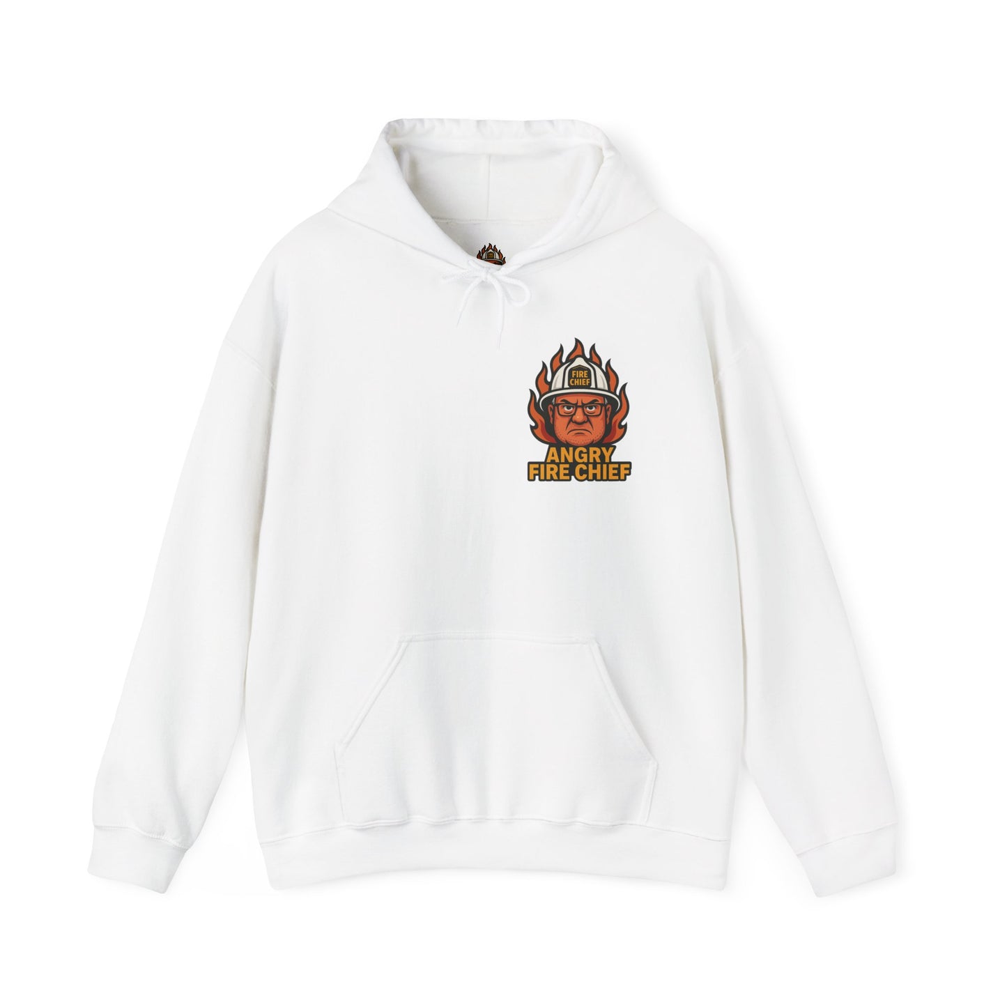 Angry Fire Chief Unisex Hooded Sweatshirt - Bold Graphic Design for Firefighter Enthusiasts
