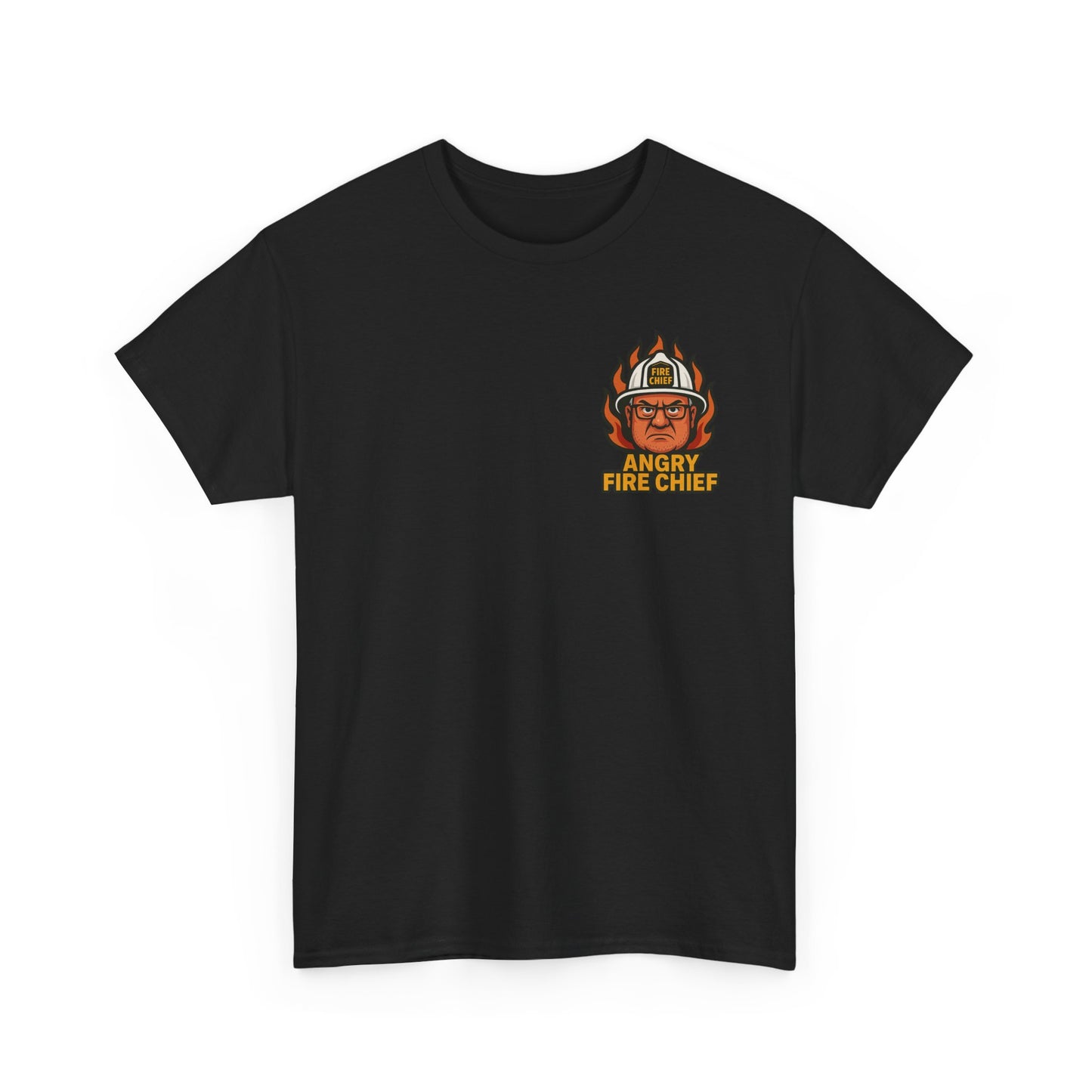 Angry Fire Chief Tee – Unisex Heavy Cotton Shirt, Casual Wear, Gift for Firefighters, Motivational Tee, Everyday Apparel
