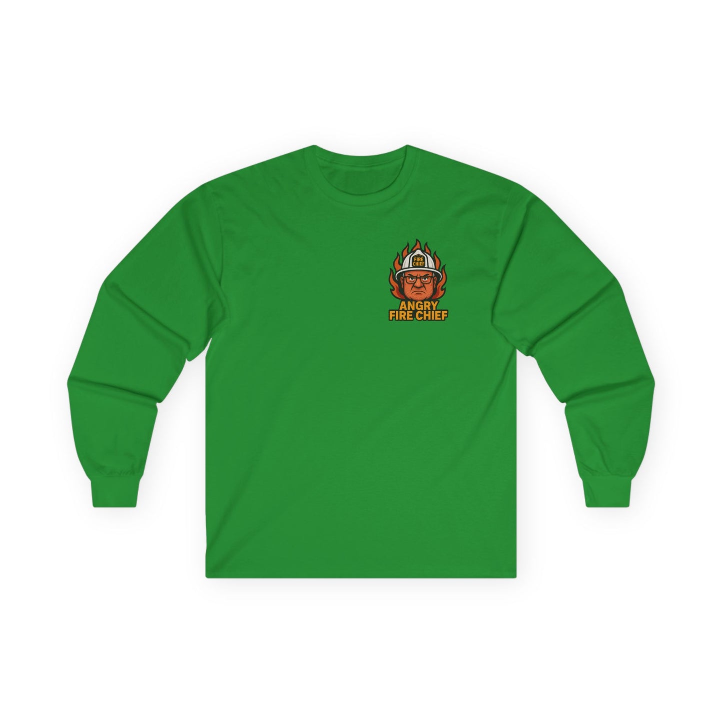 Angry Fire Chief Long Sleeve Tee - Motivational Graphic Shirt