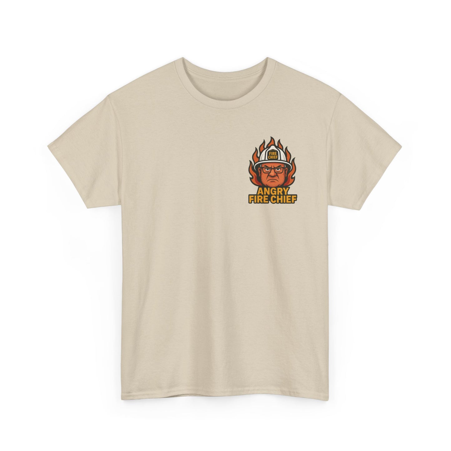 Angry Fire Chief Tee – Unisex Heavy Cotton Shirt, Casual Wear, Gift for Firefighters, Motivational Tee, Everyday Apparel