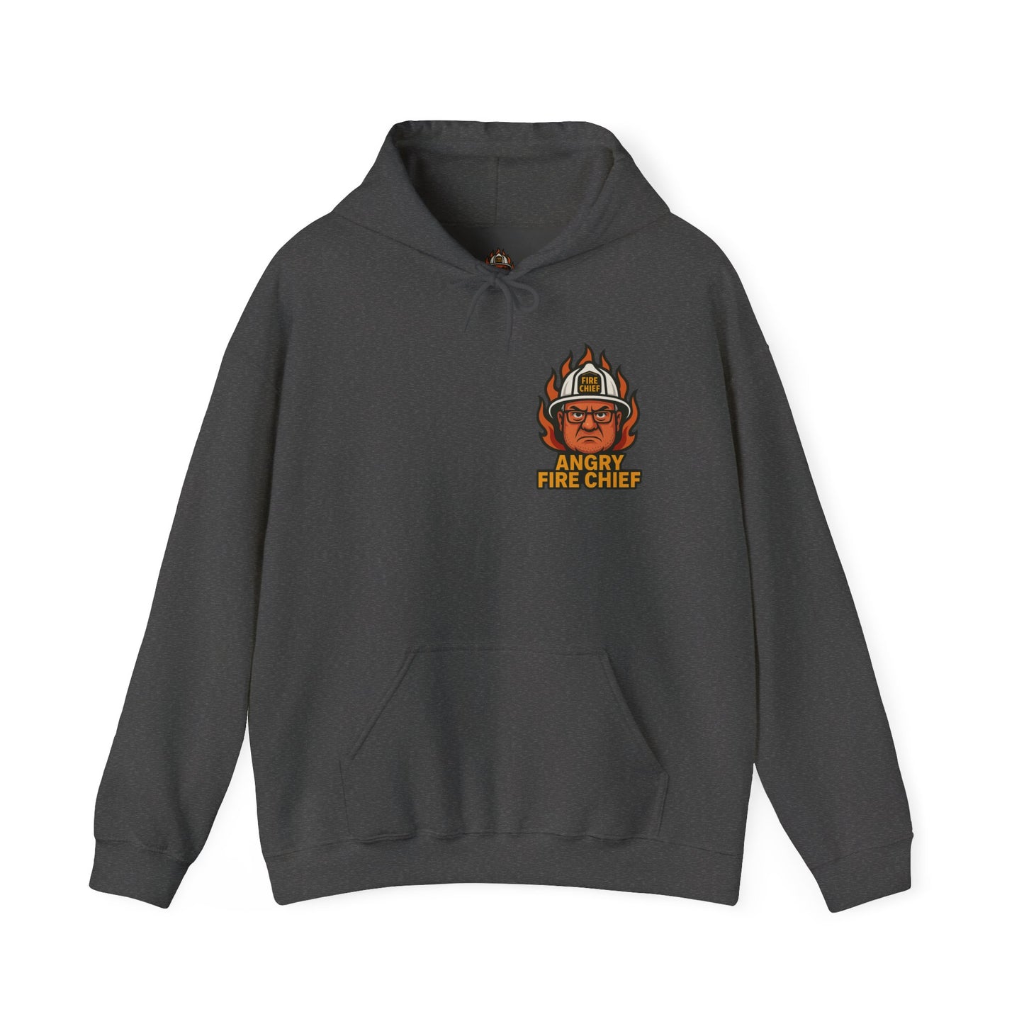 Angry Fire Chief Unisex Hooded Sweatshirt - Bold Graphic Design for Firefighter Enthusiasts