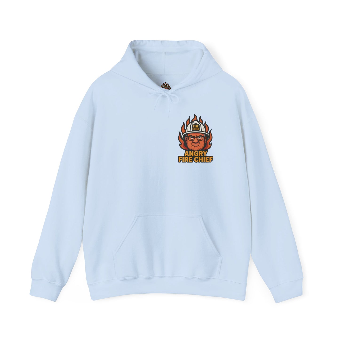 Angry Fire Chief Unisex Hooded Sweatshirt - Bold Graphic Design for Firefighter Enthusiasts