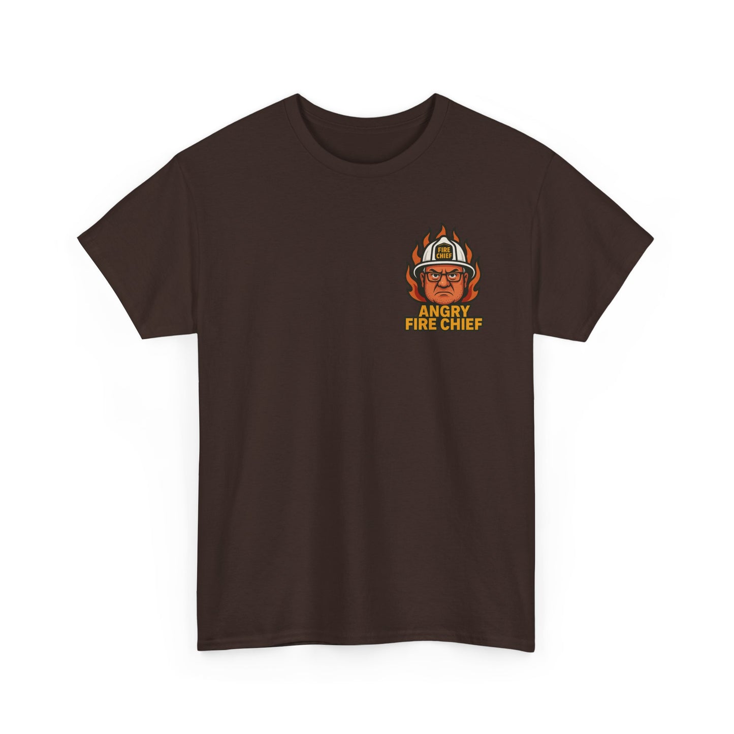Angry Fire Chief Tee – Unisex Heavy Cotton Shirt, Casual Wear, Gift for Firefighters, Motivational Tee, Everyday Apparel