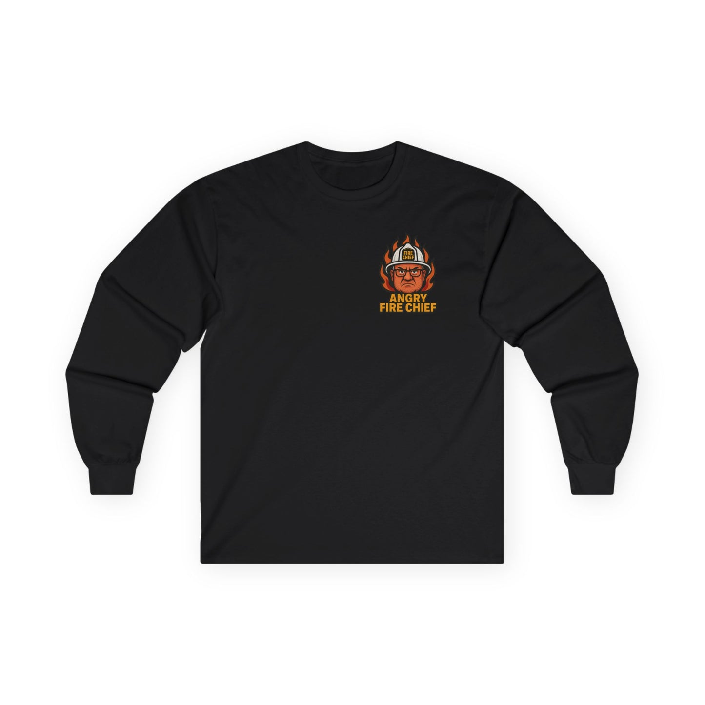 Angry Fire Chief Long Sleeve Tee - Motivational Graphic Shirt