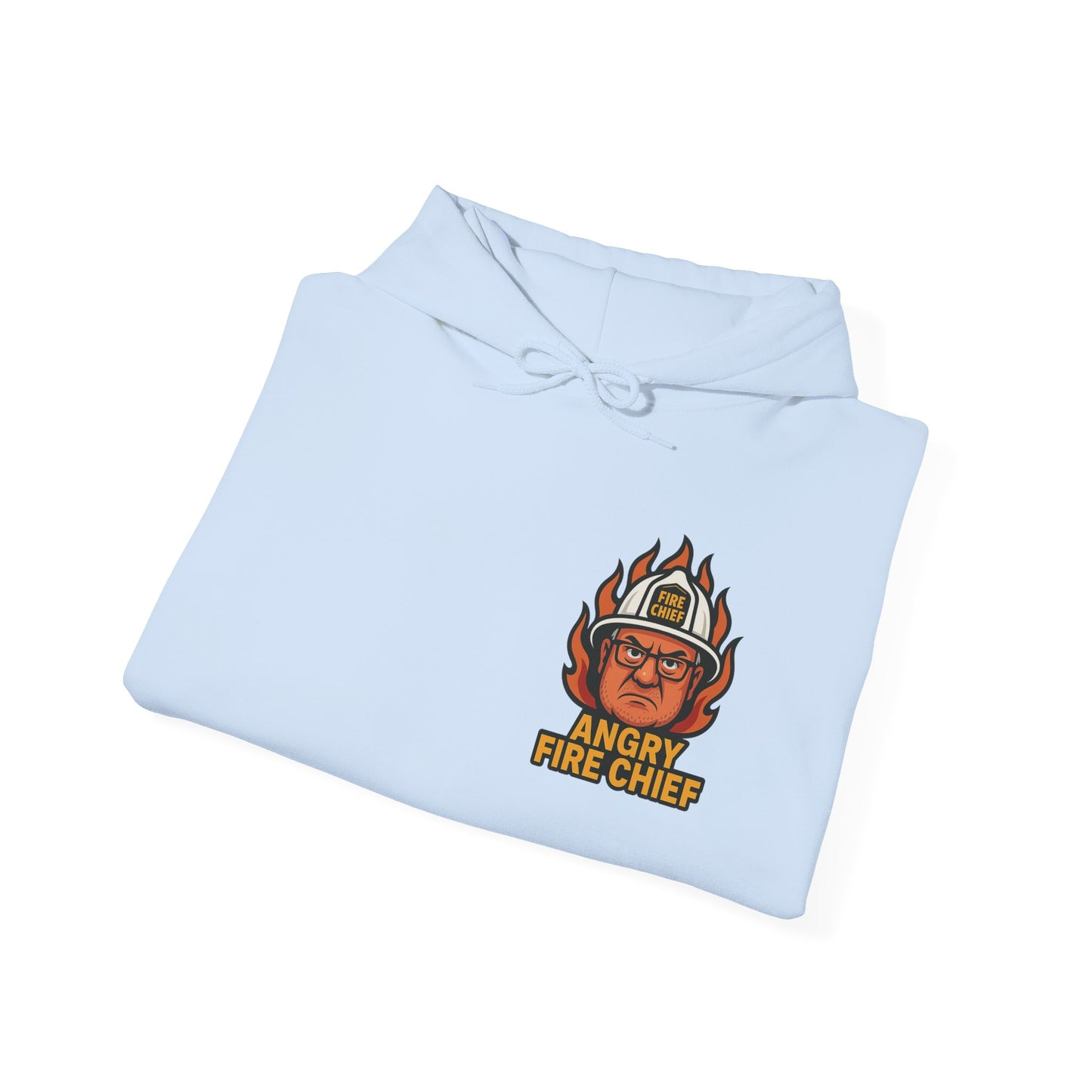 Angry Fire Chief Unisex Hooded Sweatshirt - Bold Graphic Design for Firefighter Enthusiasts