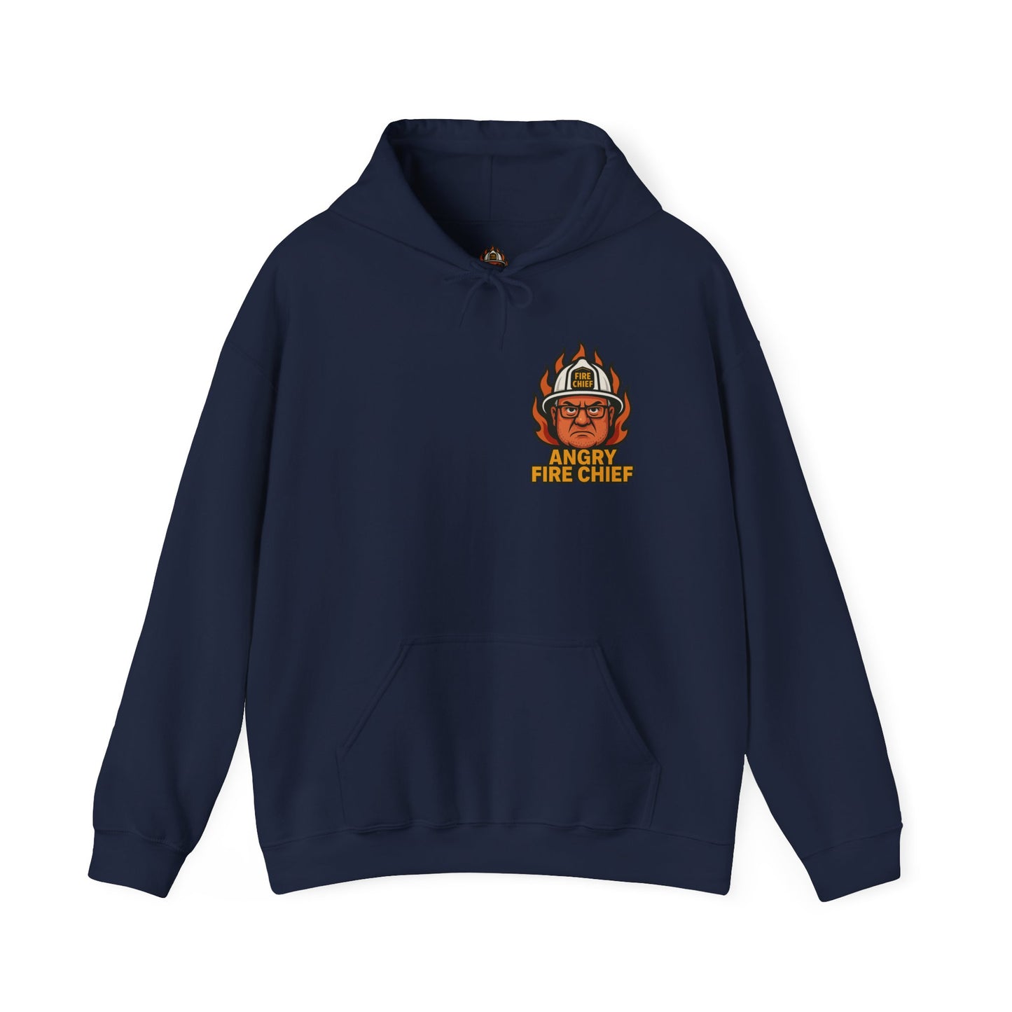 Angry Fire Chief Unisex Hooded Sweatshirt - Bold Graphic Design for Firefighter Enthusiasts