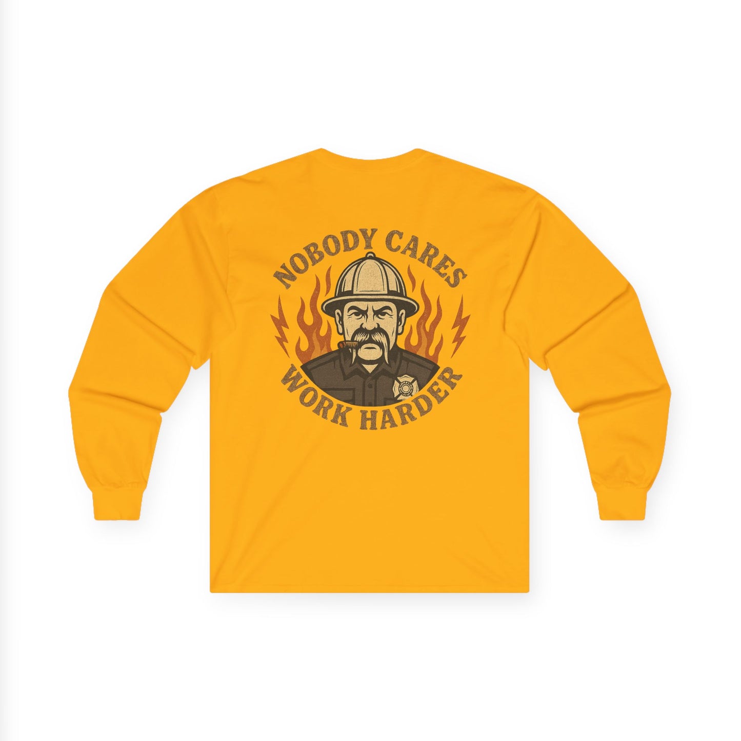 Angry Fire Chief Long Sleeve Tee - Motivational Graphic Shirt