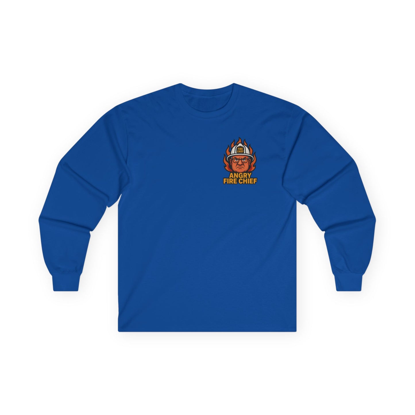 Angry Fire Chief Long Sleeve Tee - Motivational Graphic Shirt