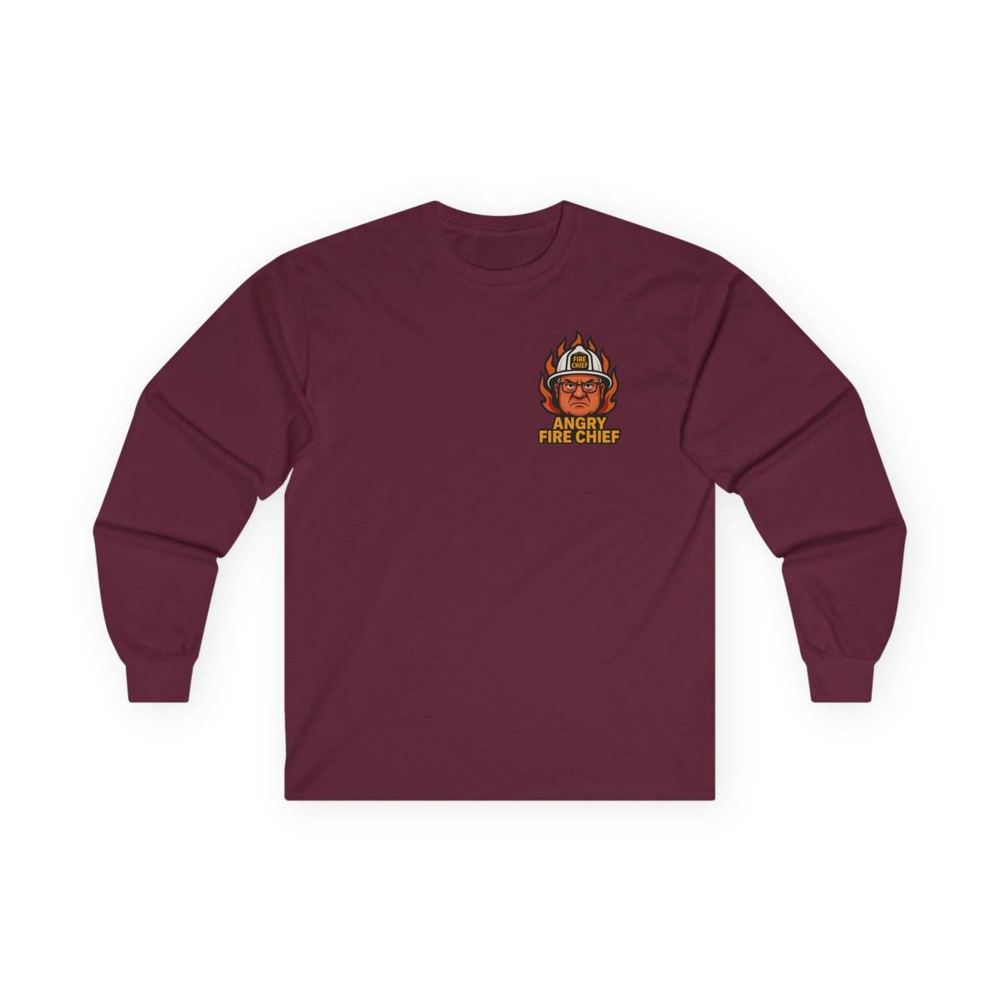 Angry Fire Chief Long Sleeve Tee - Motivational Graphic Shirt