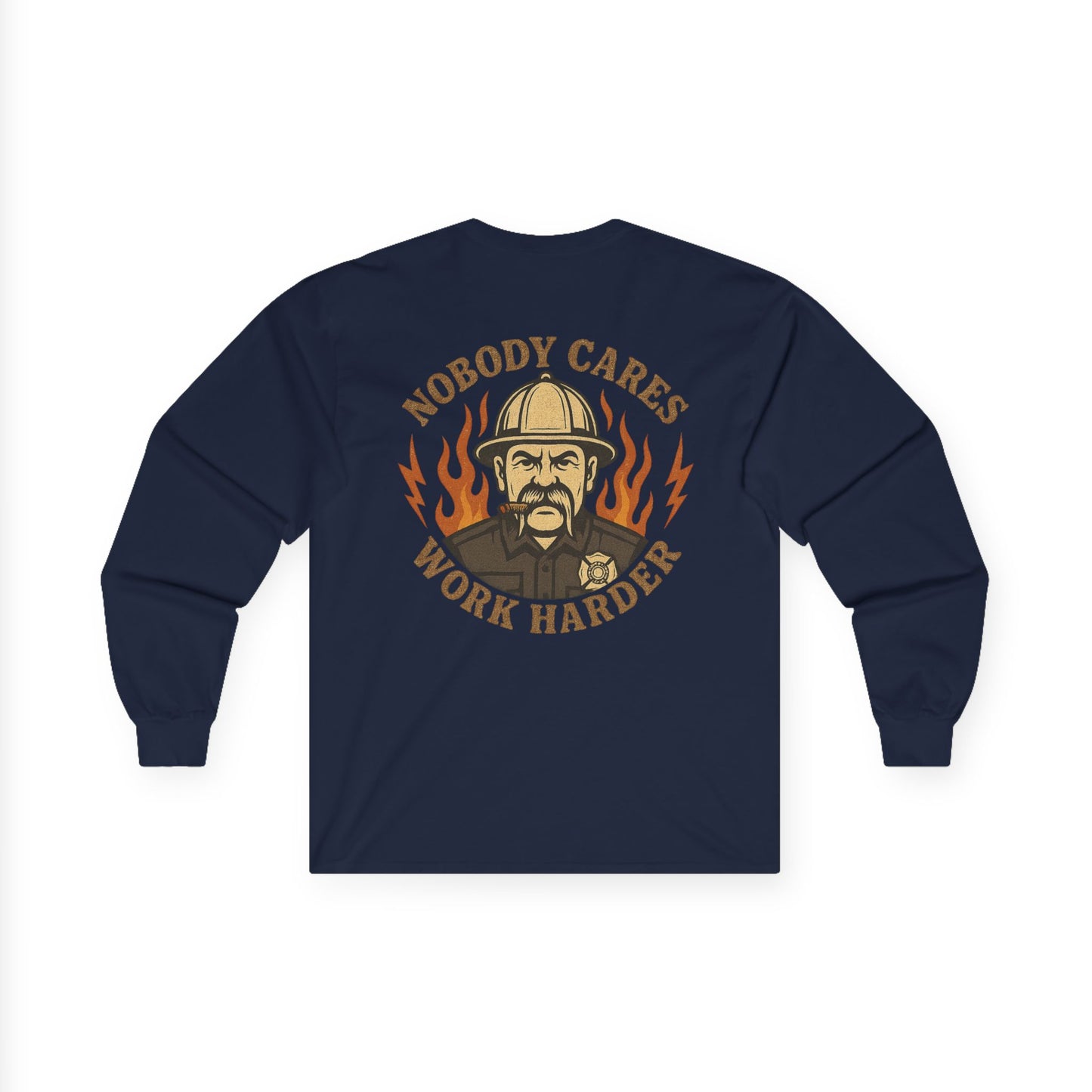 Angry Fire Chief Long Sleeve Tee - Motivational Graphic Shirt