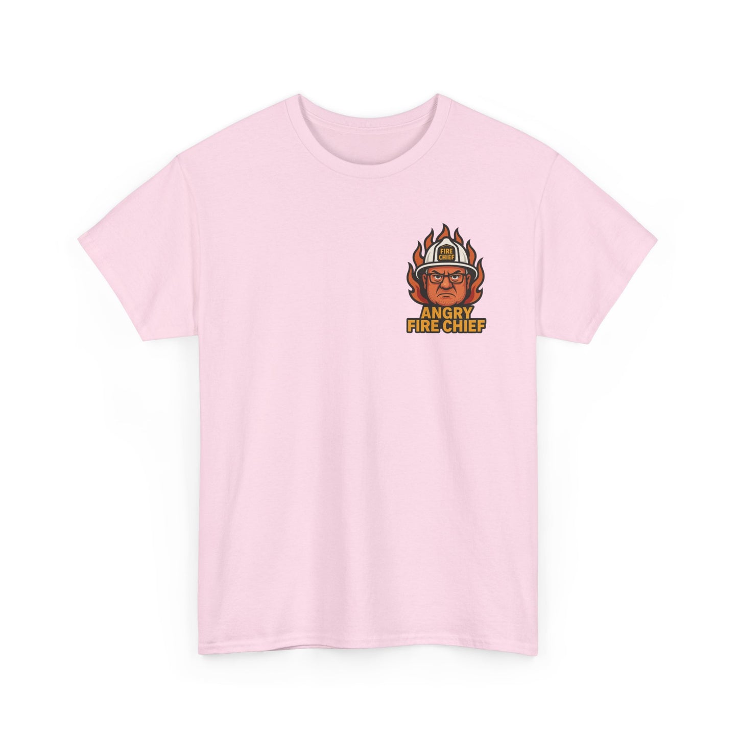 Angry Fire Chief Tee – Unisex Heavy Cotton Shirt, Casual Wear, Gift for Firefighters, Motivational Tee, Everyday Apparel