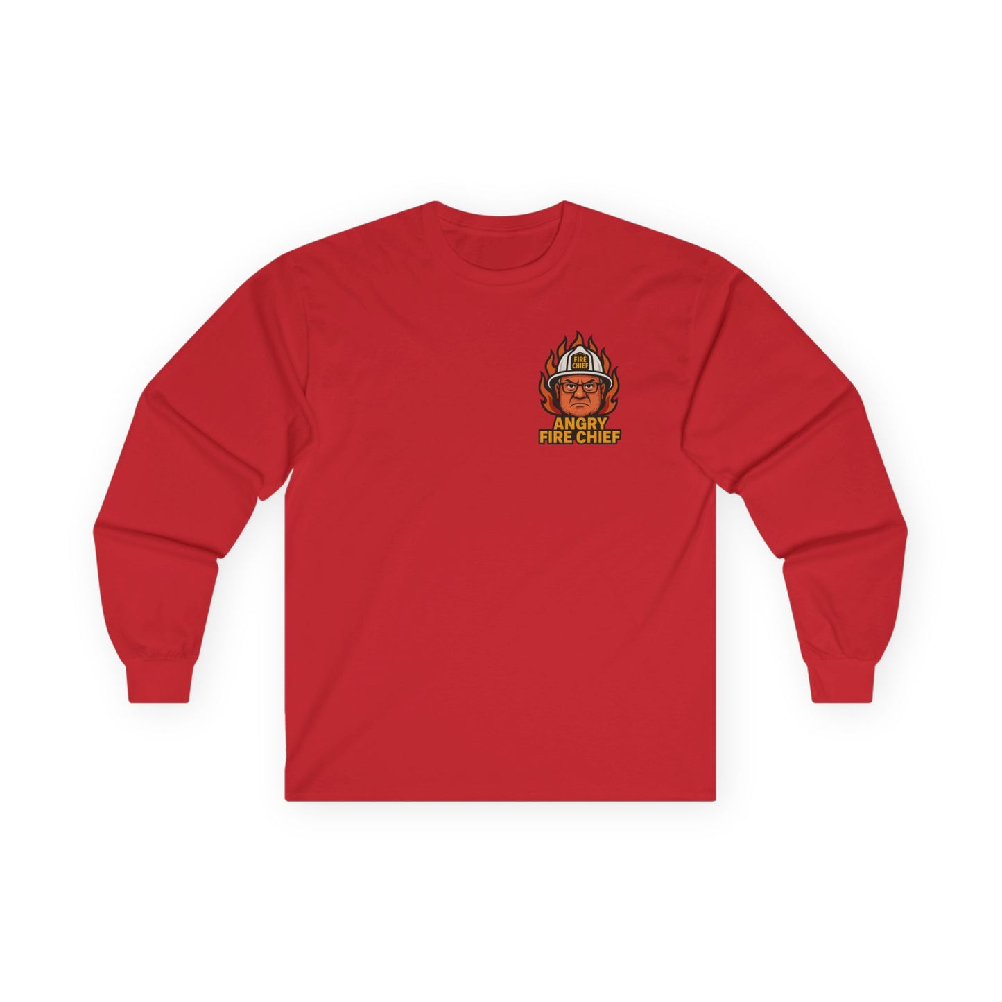 Angry Fire Chief Long Sleeve Tee - Motivational Graphic Shirt